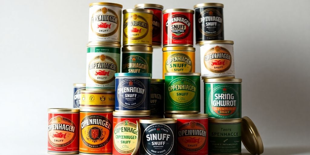 Copenhagen Snuff cans on a neutral background.