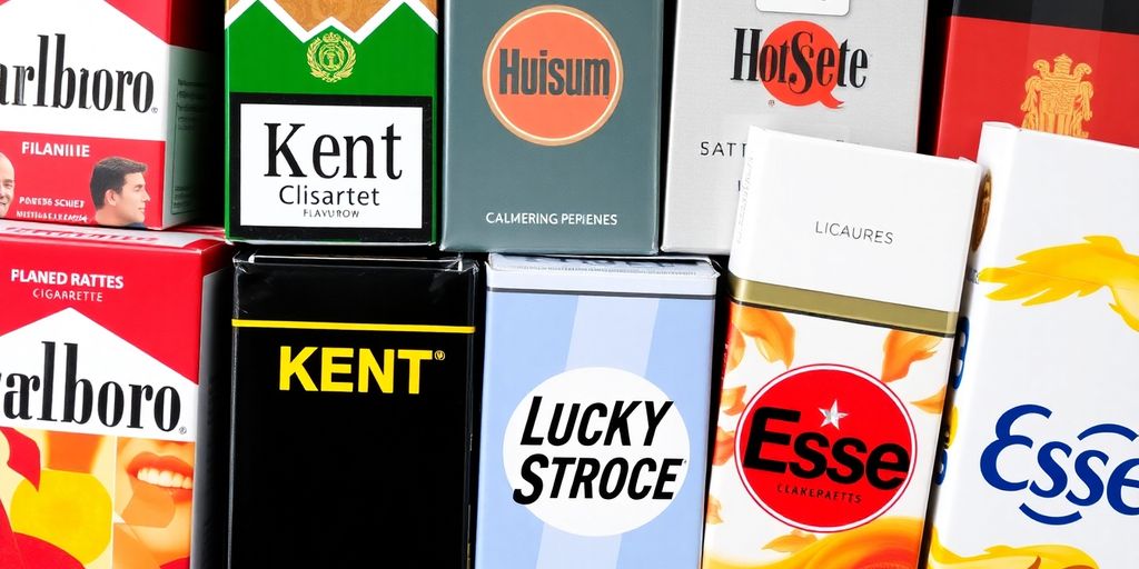 Flavored cigarette packs in vibrant designs and colors.